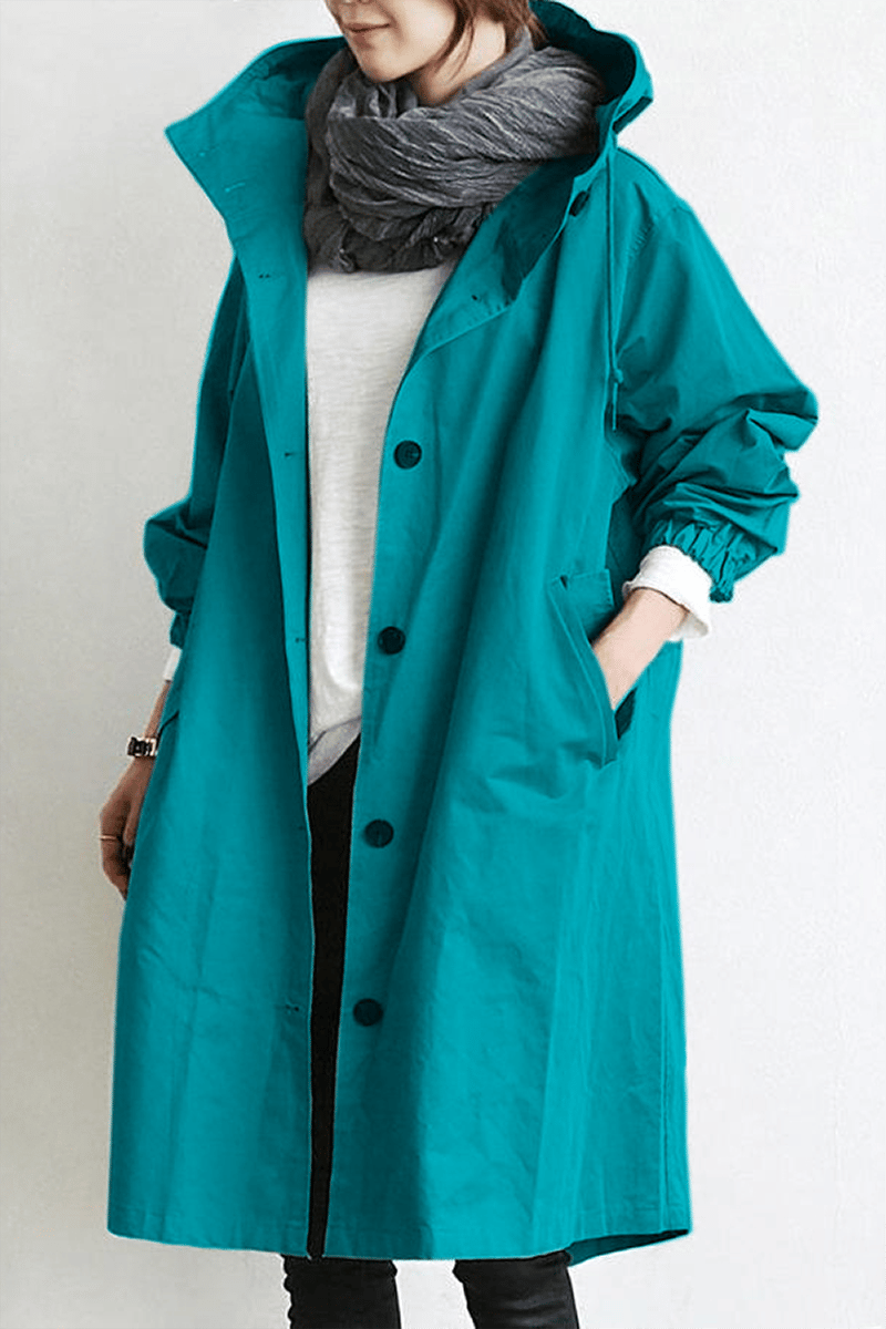 Trench coat with hood for women