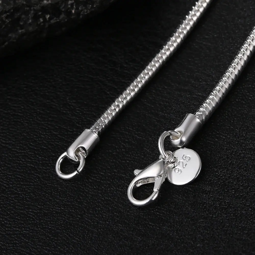IvyShape | 925 3mm Sterling Silver Snake Necklace