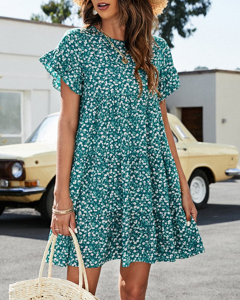 Summer Short Sleeve Floral Dress | Ideal for Summer