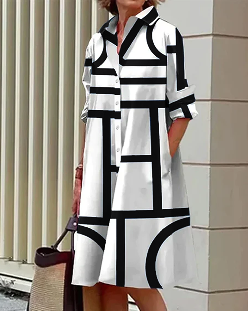 IvyShape | Dress with Pockets and Geometric Print