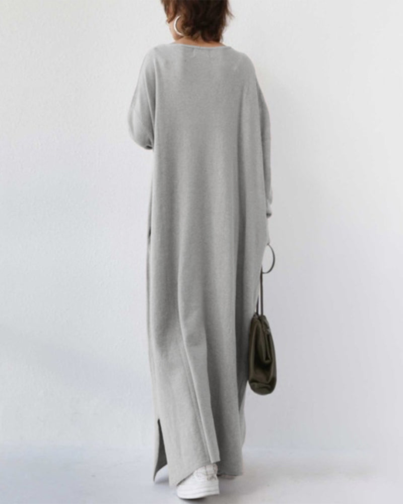 Ivyshape | Warm Full-Sleeve Long Dress for Women