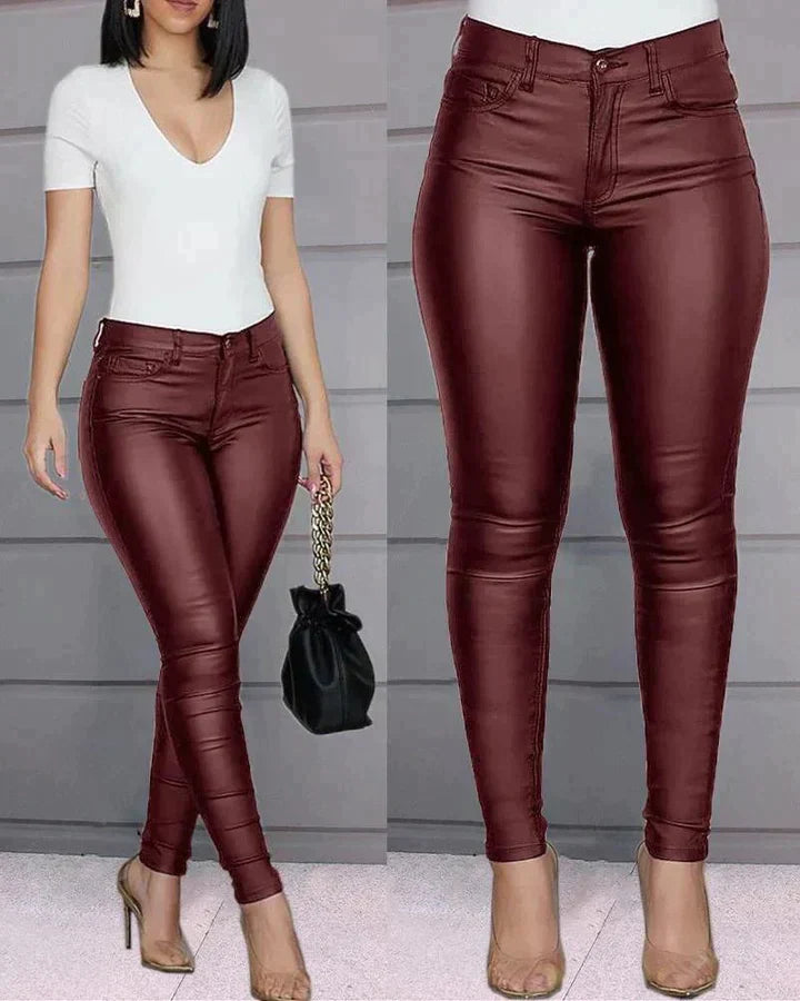 Ivyshape | Women's Stretchable Pants Leather