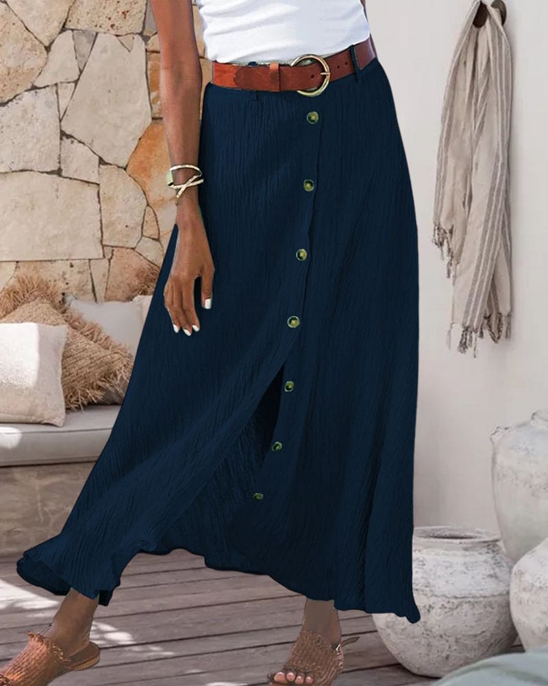 Ivyshape | Women's Maxi Skirt Buttoned