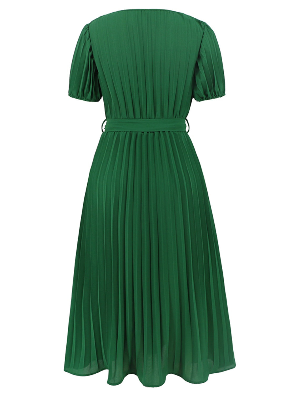 Ivyshape | Pleated Surplice Tie Waist Midi Dress