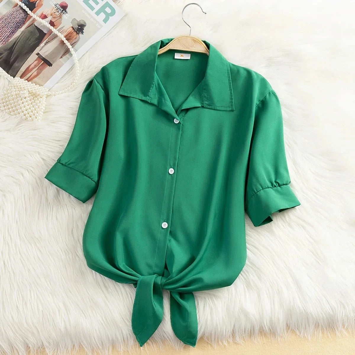 Elegant Short-Sleeve Chiffon Blouse for Women