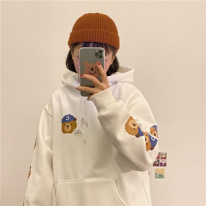 Hoodie with Teddy Head Print