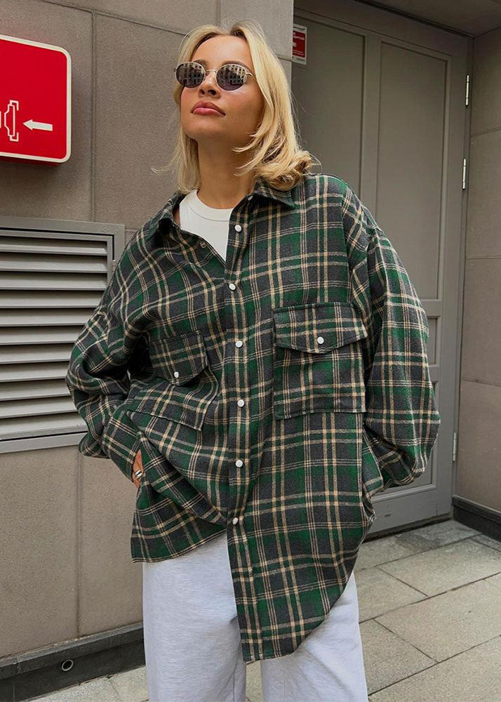 Ivyshape | Plaid Long-Sleeve Shirt for Women