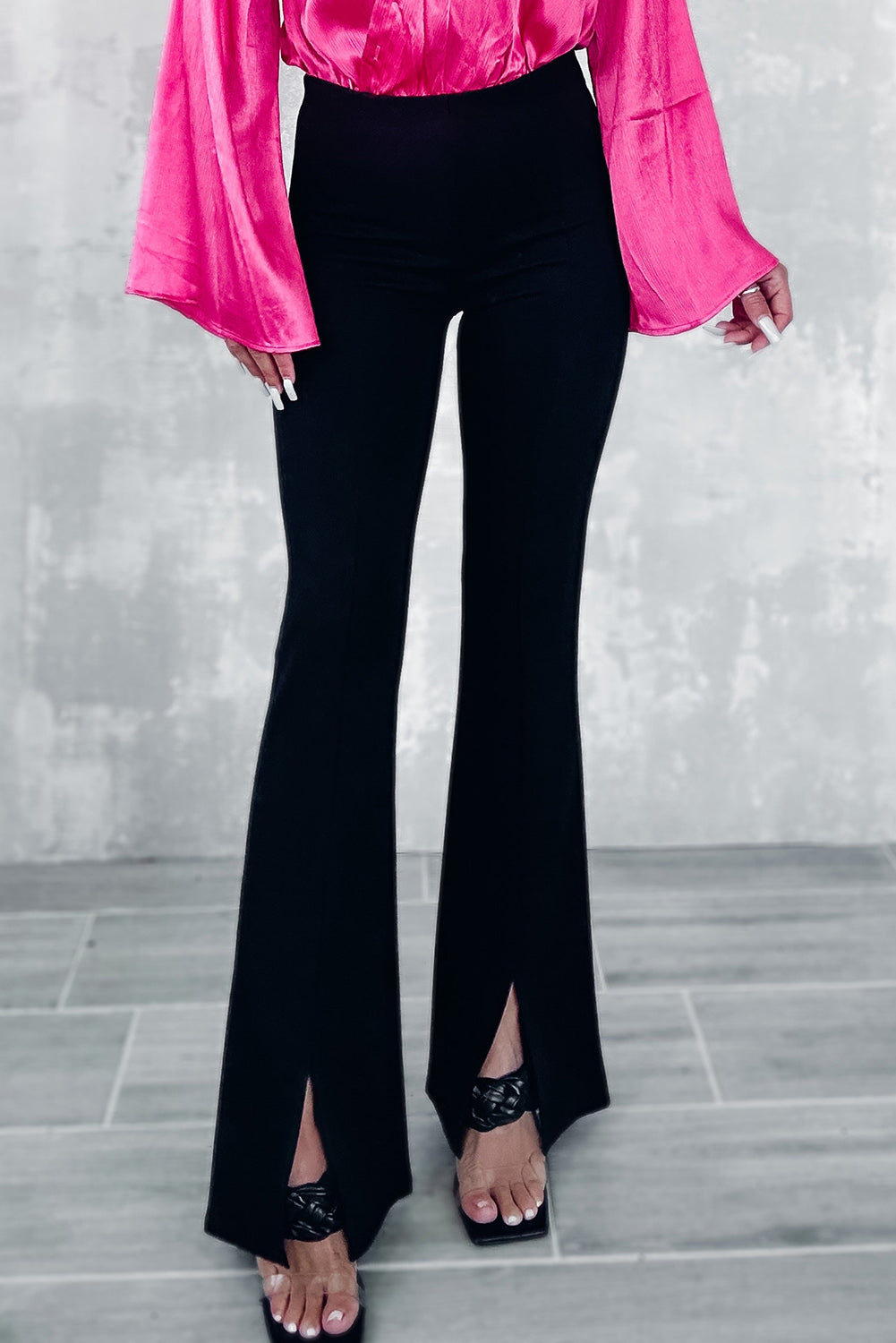 Ivyshape | Slit Front Flare Pants