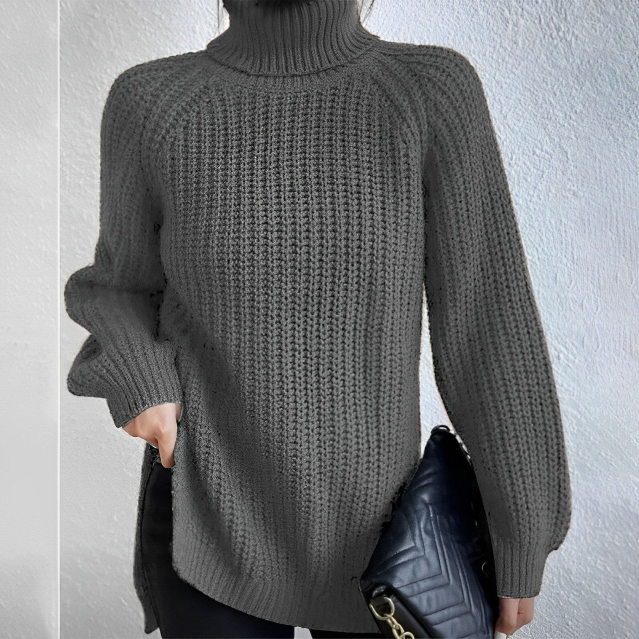 Ivyshape | Thick Turtleneck Sweater Made Of Cotton