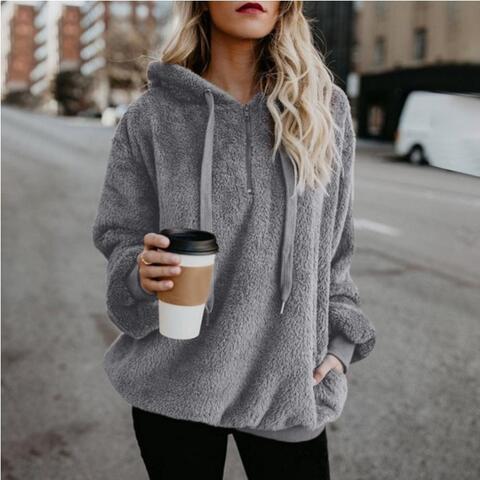 Ivyshape | Stylish and Cozy Fluffy Fleece Hoodie for Women