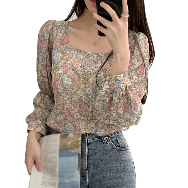 Sweet Floral Print Blouse for Women