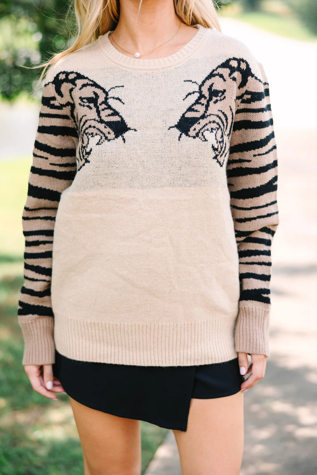 Ivyshape | Tiger Printed Long Sleeve Sweater