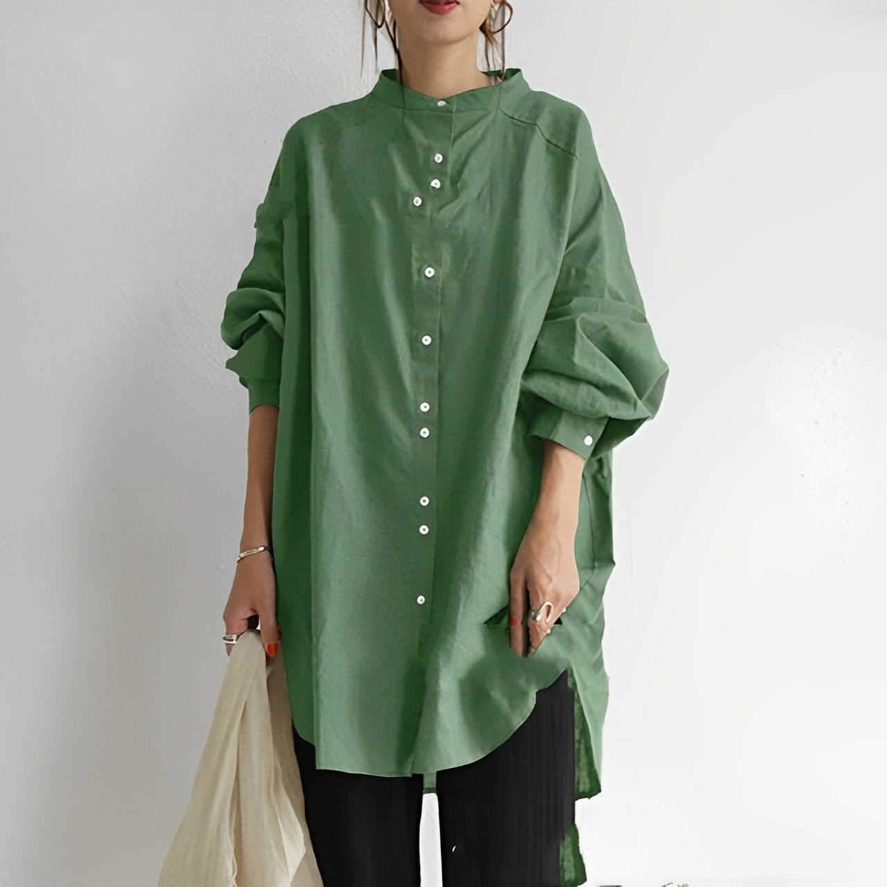 Ivyshape | Sustainable Cotton-Hemp Shirt In Vintage Look