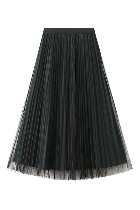 Ivyshape | Pleated A-Line Gauze Skirt