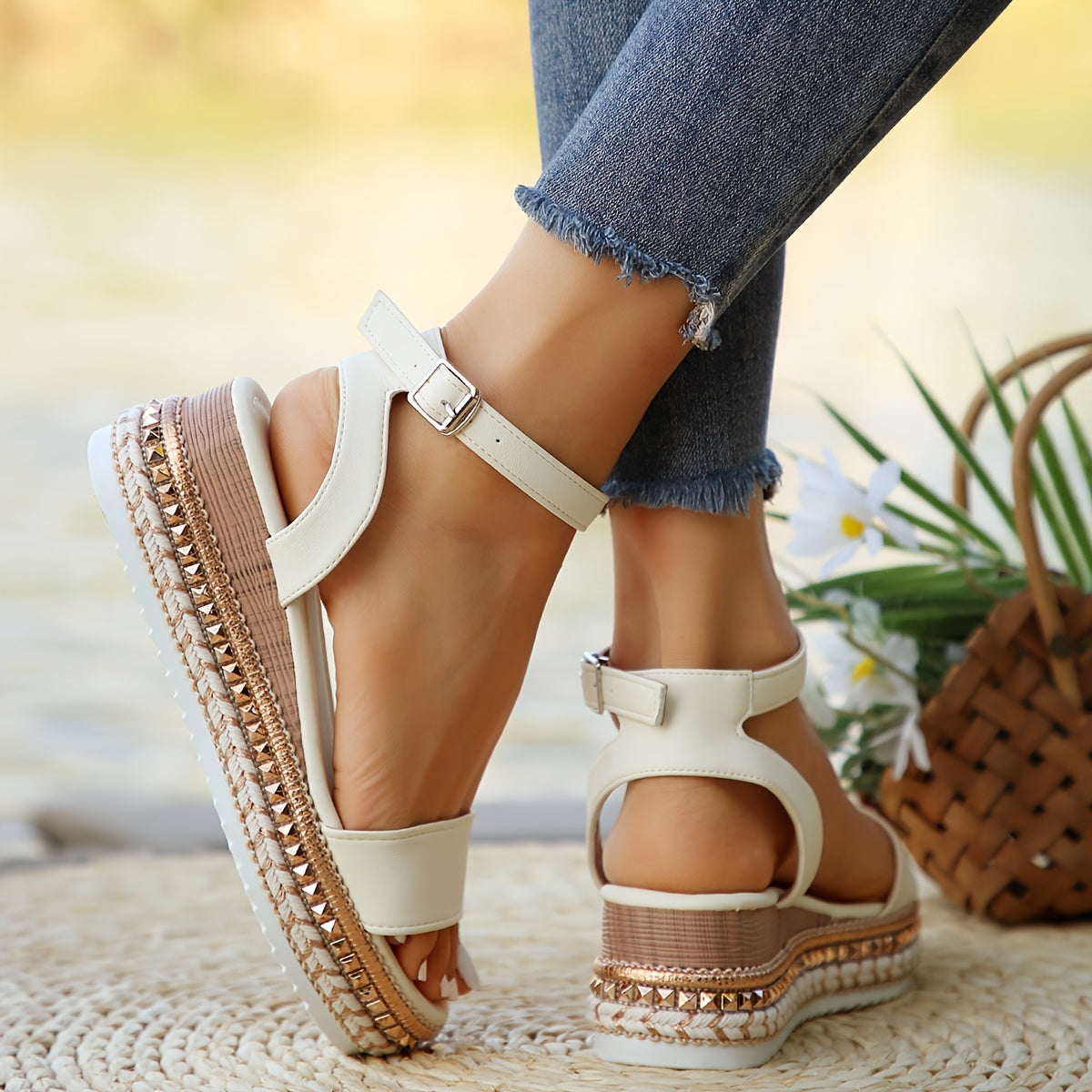 Ivyshape | Elegant Women's Buckled Comfort Platform Sandals