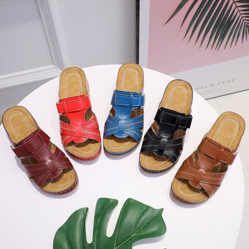 Ivyshape | Non-Slip Orthopedic Leather Sandals