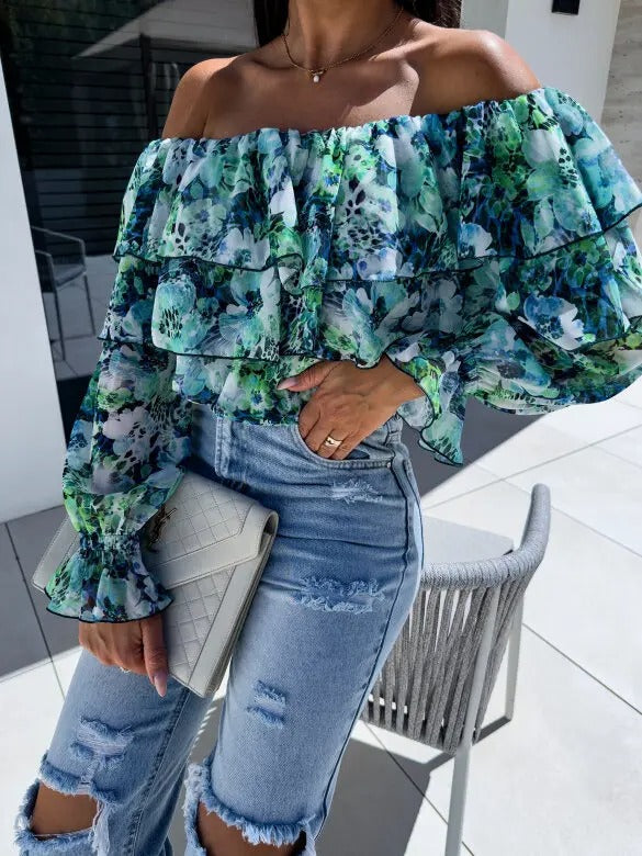 Chic Off-Shoulder Chiffon Blouse for Women