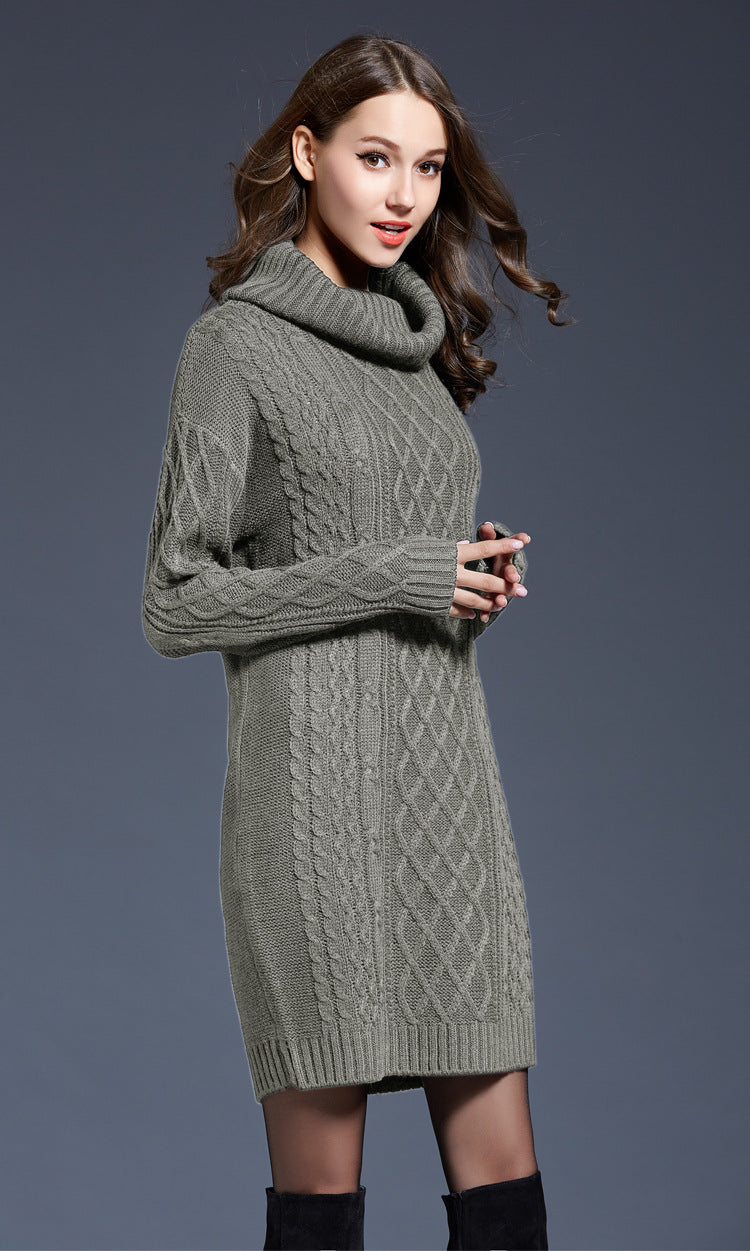 IvyShape | High-neck Long Knit Dress