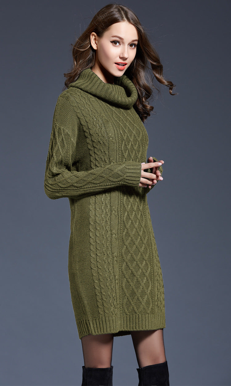 IvyShape | High-neck Long Knit Dress