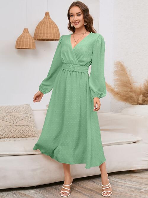 Surplice Balloon Sleeve Dress