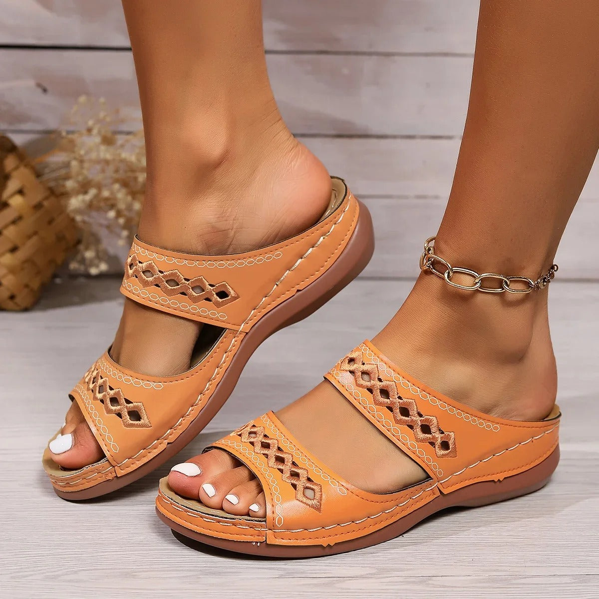 Vintage Open Toe Wedge Sandals for Women