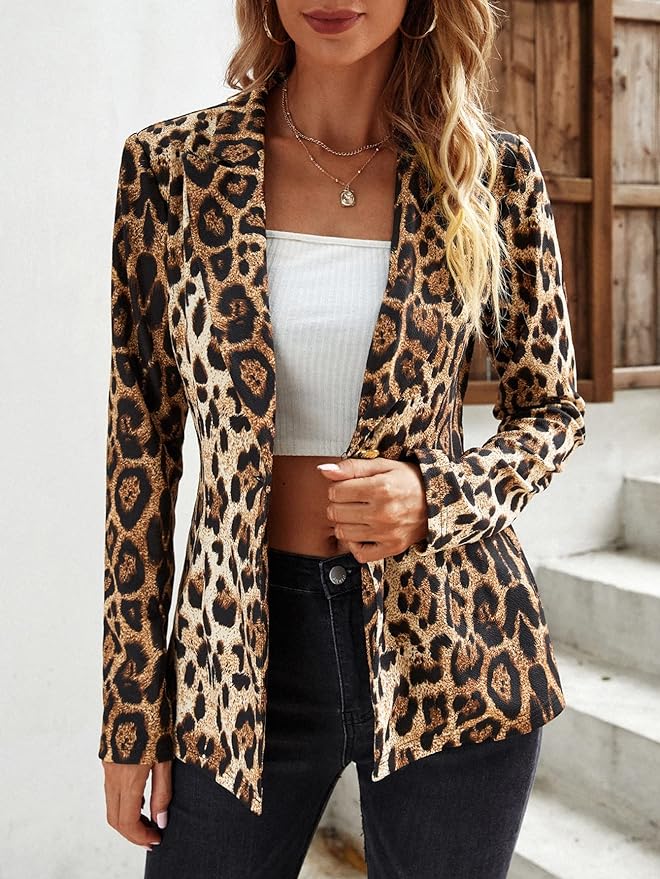 Ivyshape | Leopard Women's Blazer Felicia