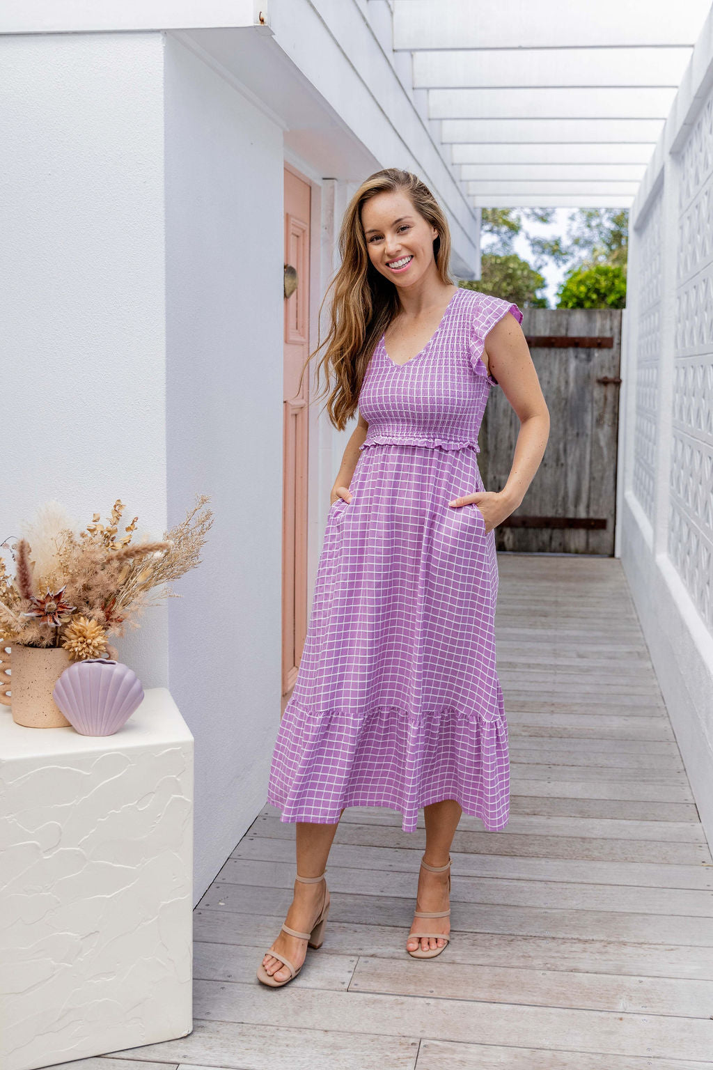 Phoenix Dress - Checkered Lavender