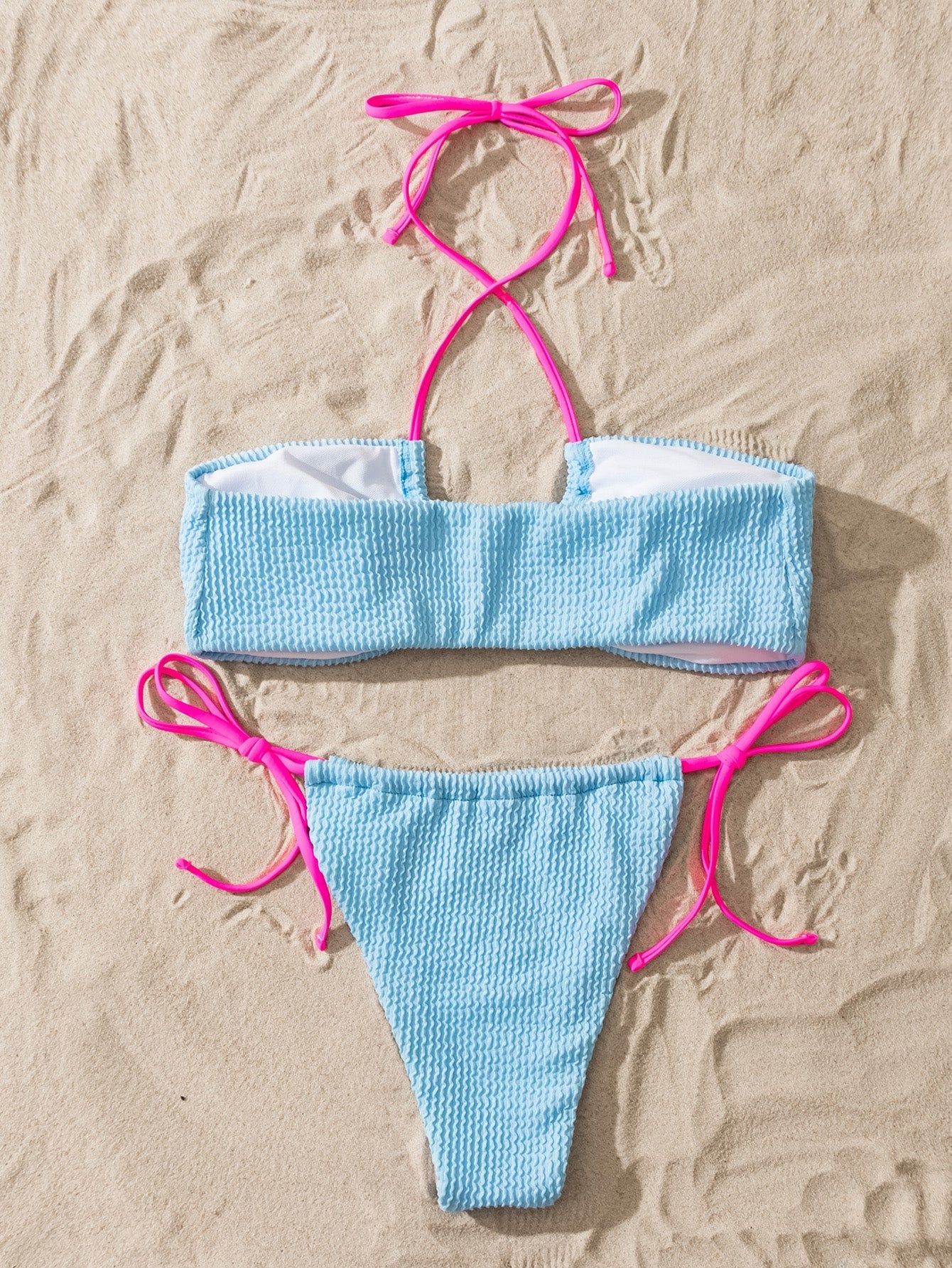 Ivyshape | Tied Contrast Two-Piece Bikini Set