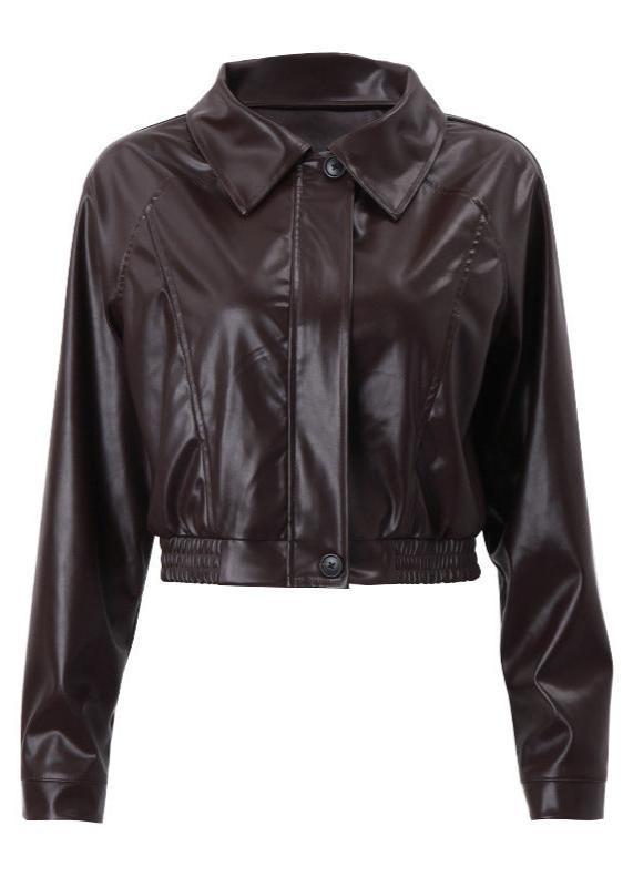 Ivyshape | Chic Zippered Pu Leather Jacket American Casual Style