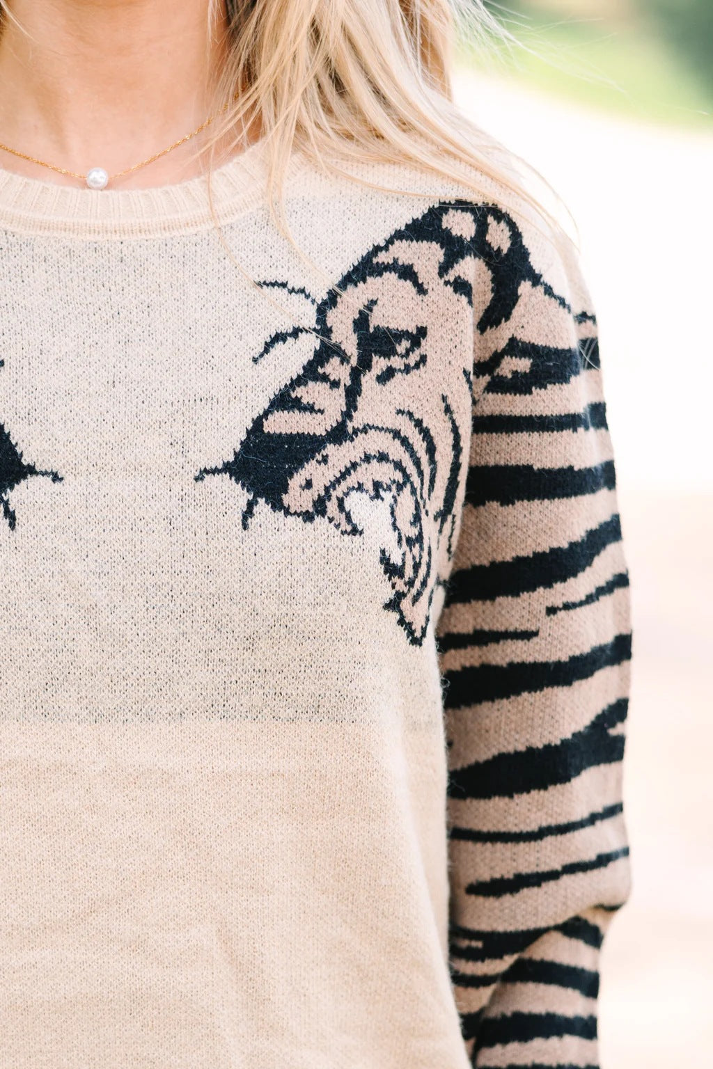 Ivyshape | Tiger Printed Long Sleeve Sweater