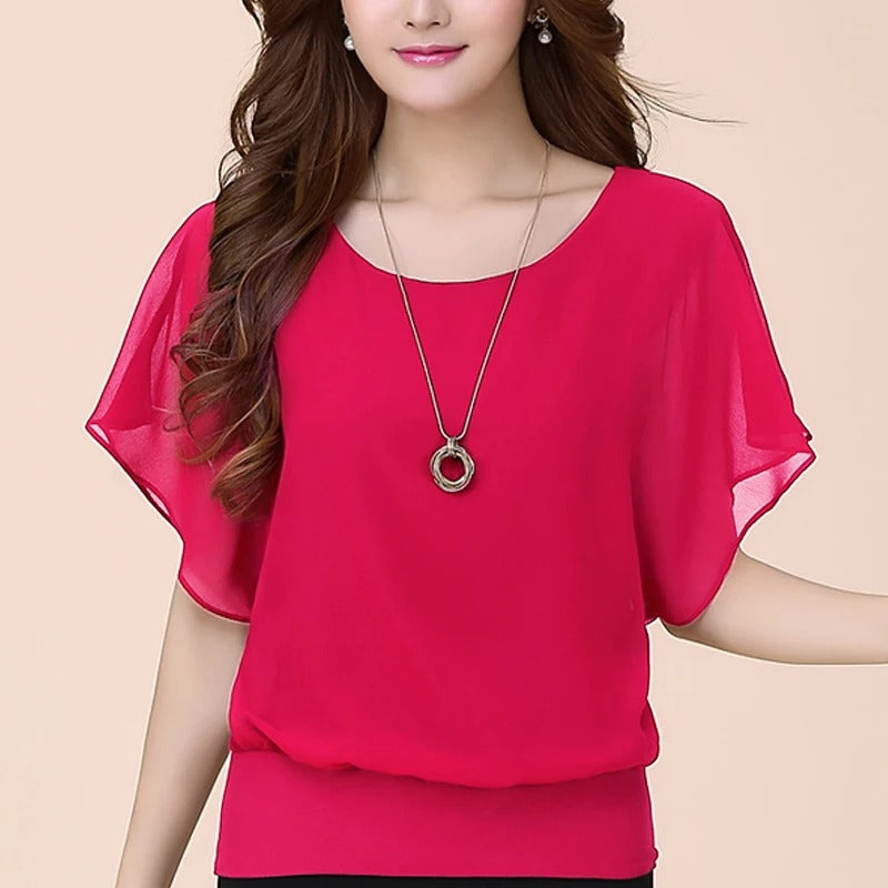 Lightweight Pleated Chiffon Blouse for Women