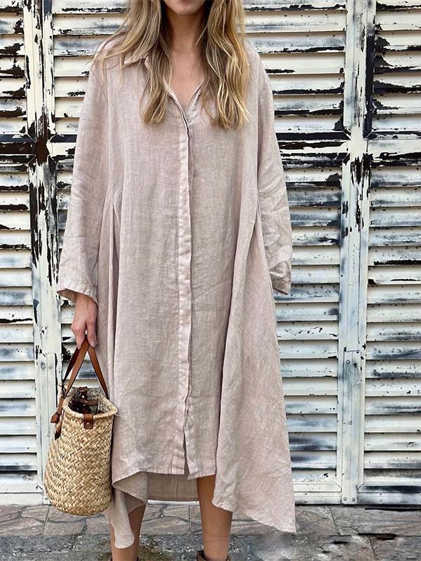 Ivyshape | Women's Casual Long-Sleeved Shirt Dress