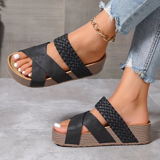 Wedge Sandals with Braided Strap