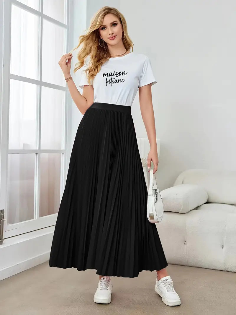 Ivyshape | Women's Stylish Pleated Skirt Long