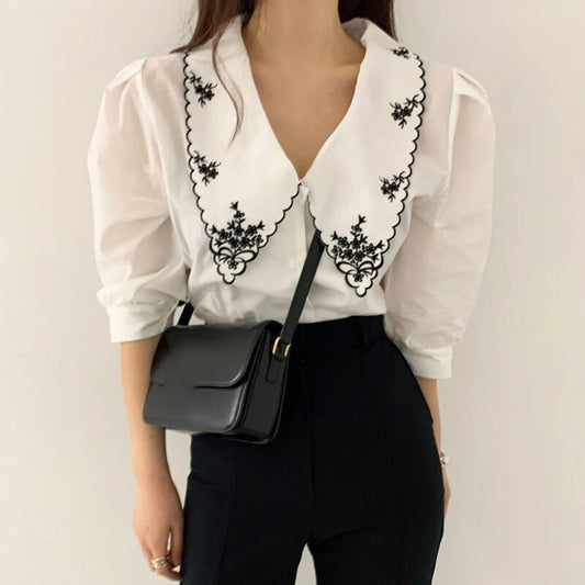 Ivyshape | Woman Elegant Embroidered Blouse