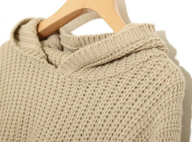 IvyShape | Cozy Autumn Batwing Sleeve Irregular Hem Knitted Sweater