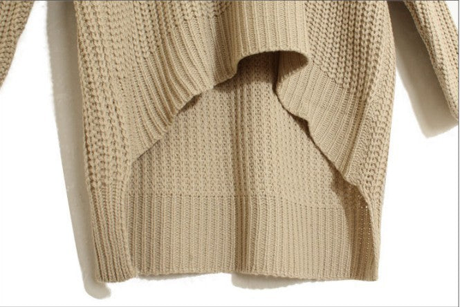 IvyShape | Cozy Autumn Batwing Sleeve Irregular Hem Knitted Sweater