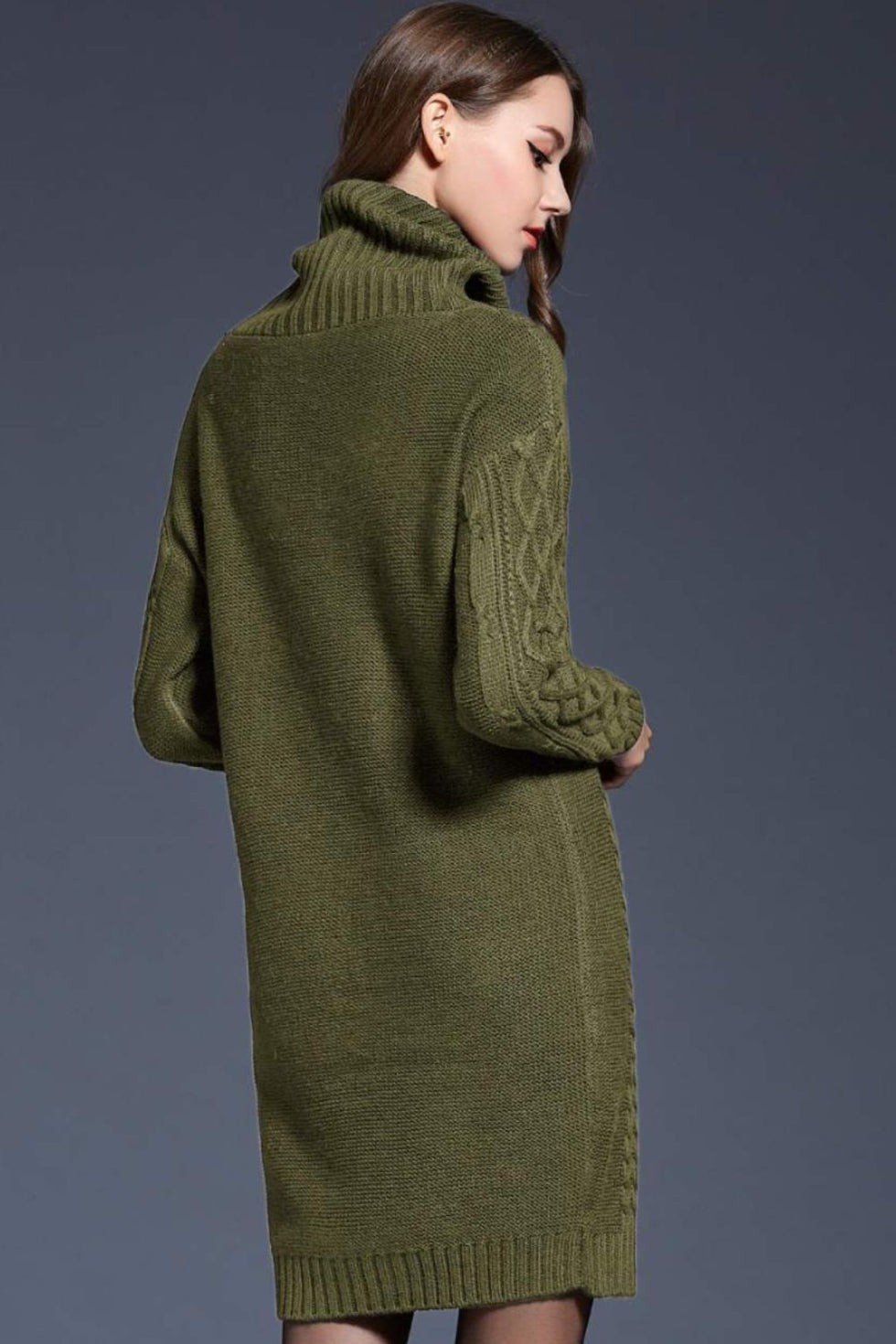 Ivyshape | Knit Cowl Neck Dropped Shoulder Sweater Dress