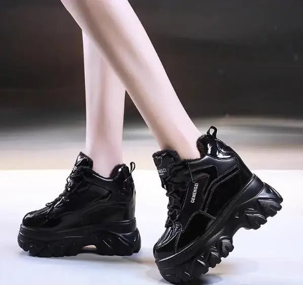 Chunky Lace-Up Platform Boots for Women