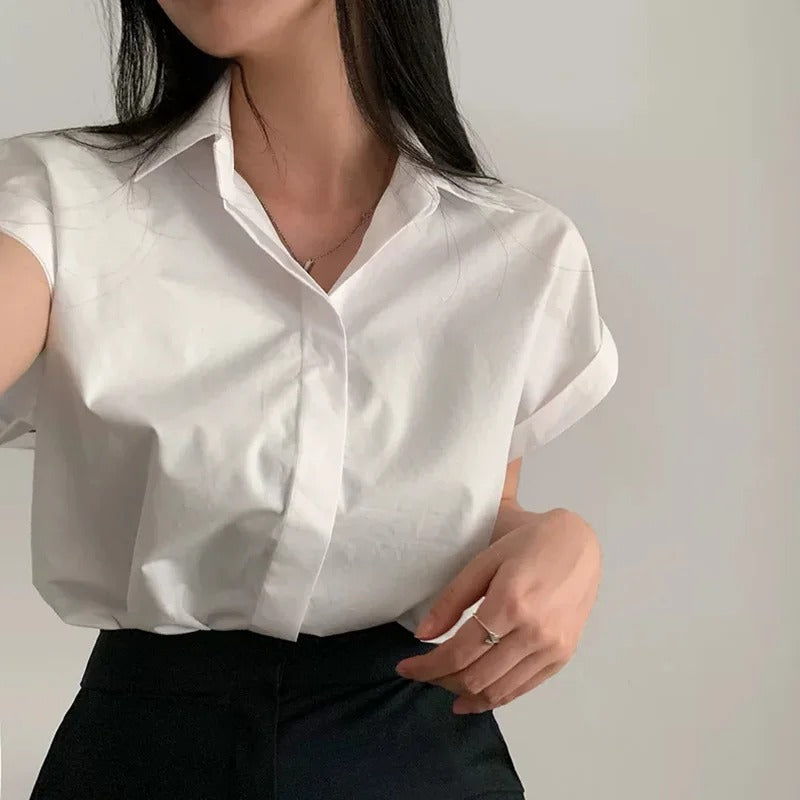 Casual Short-Sleeve Solid Top for Women