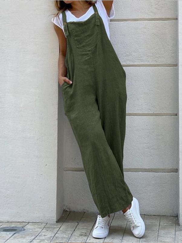 Solid Color Long Jumpsuit