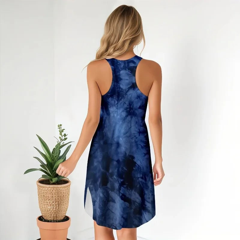 Trendy Sleeveless Tie-Dye Mini Dress for Women