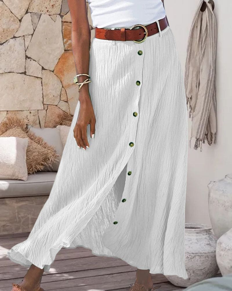 Ivyshape | Women's Maxi Skirt Buttoned