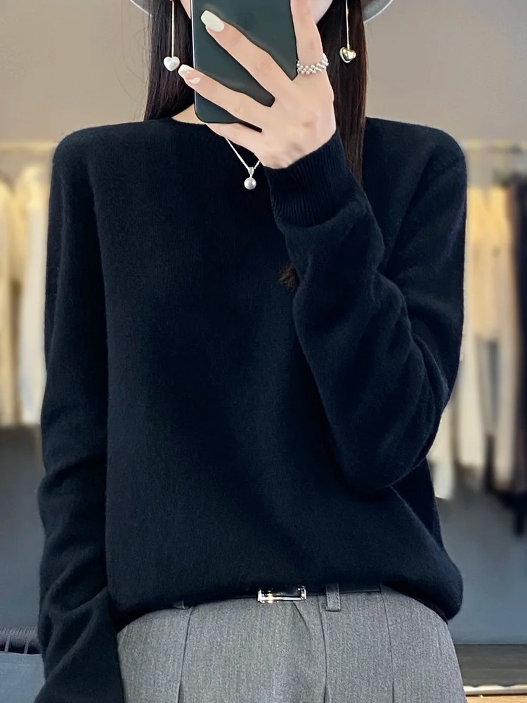 Ivyshape |Sweater Women Round Neck Soft and Elegant Sweater