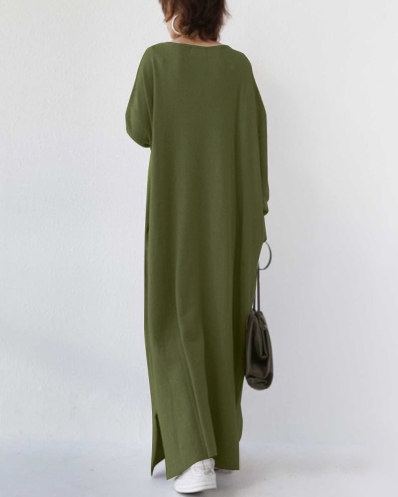 Ivyshape | Warm Full-Sleeve Long Dress for Women