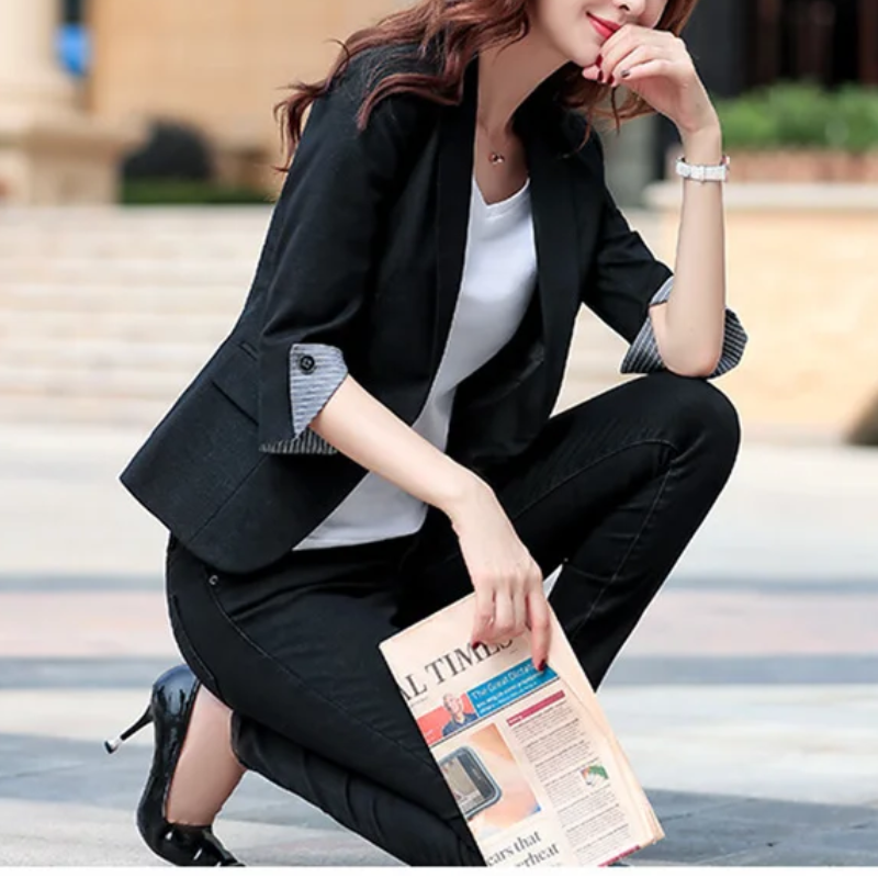 Ivyshape | Stylish 3/4 Sleeve Spring Blazer for Women