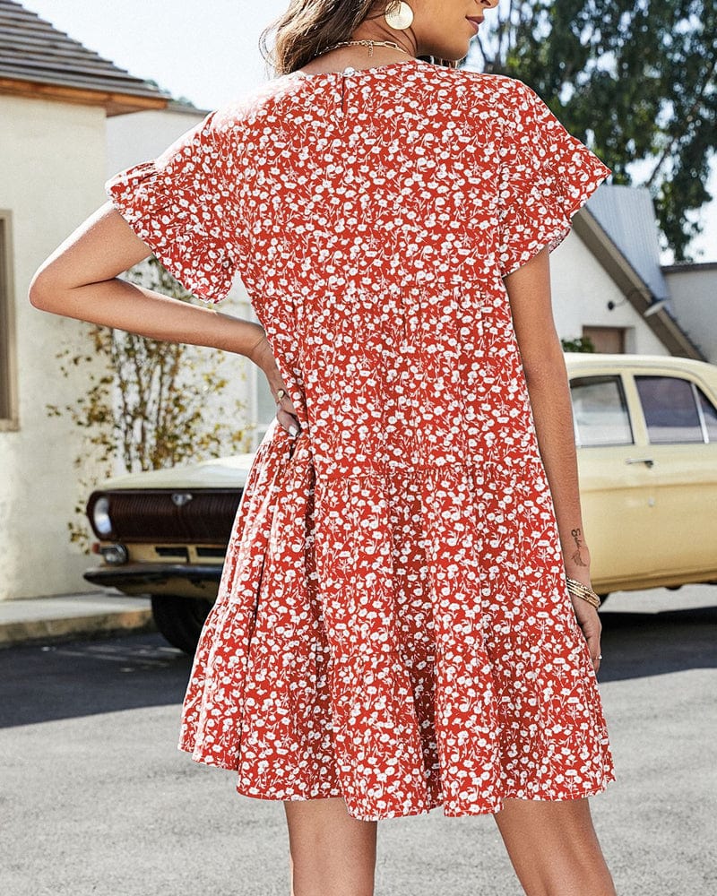 Summer Short Sleeve Floral Dress | Ideal for Summer