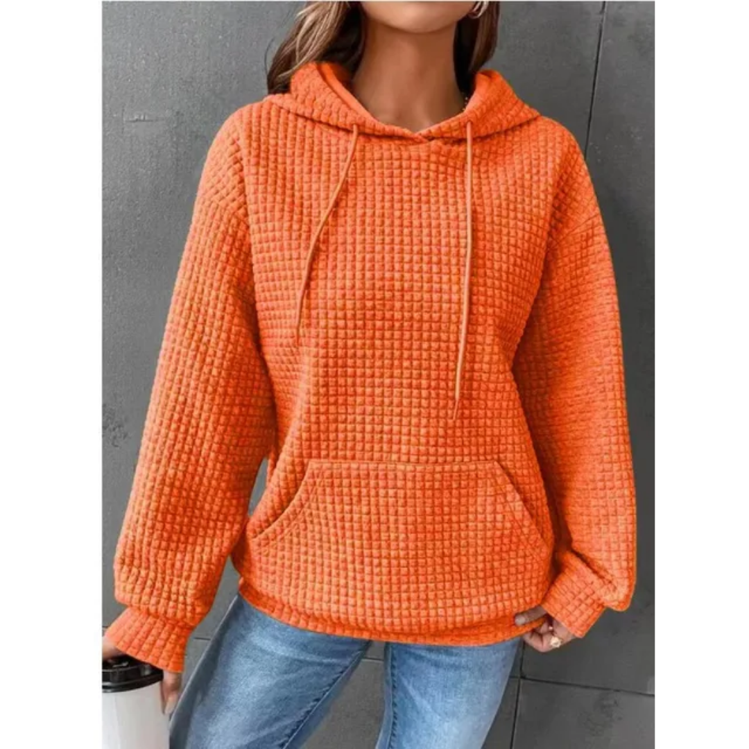 Ivyshape | Women's Square Block Patterned Hoodie stylish