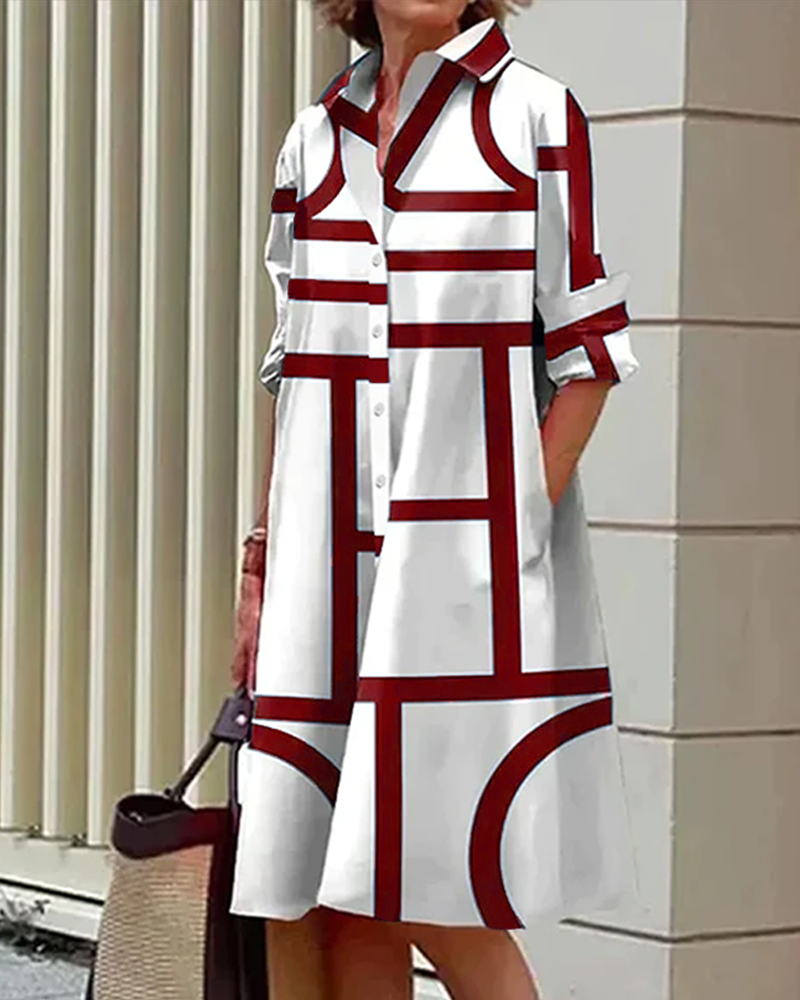 IvyShape | Dress with Pockets and Geometric Print