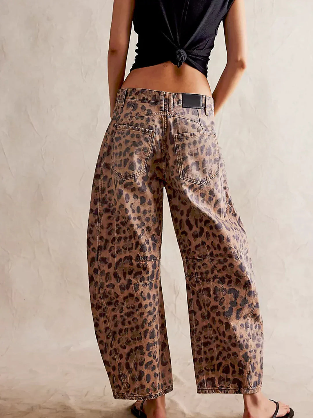 Ivyshape | Leopard Print Oversized Jeans